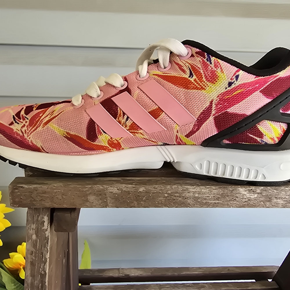 Adidas ZX Flux Print Mens Size 7 Pink White Athletic Running Shoes Sneakers - Picture 5 of 16